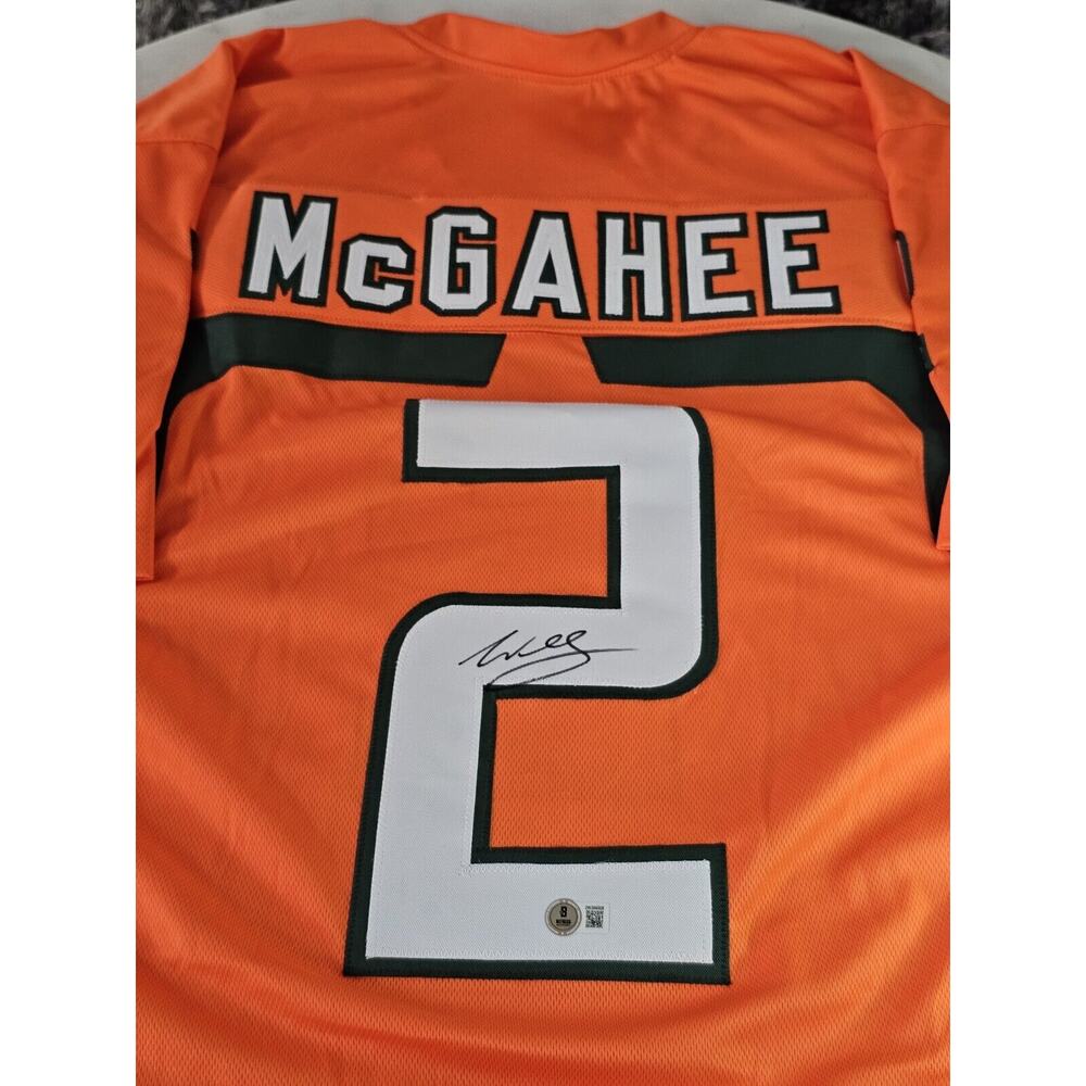 Willis McGahee Autographed/Signed Jersey Beckett Sticker Orange Custom Jersey